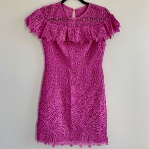 NWT Trina Turk Pink Lace Mini Dress Ruffle